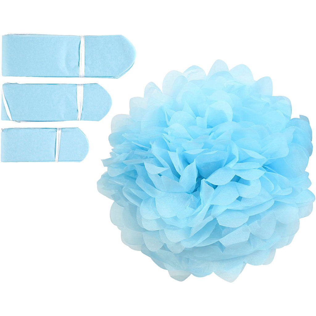 Creativ Company Papierbommel, D 20+24+30 cm, 16 g, hellblau, 3 Stück 1 Box
