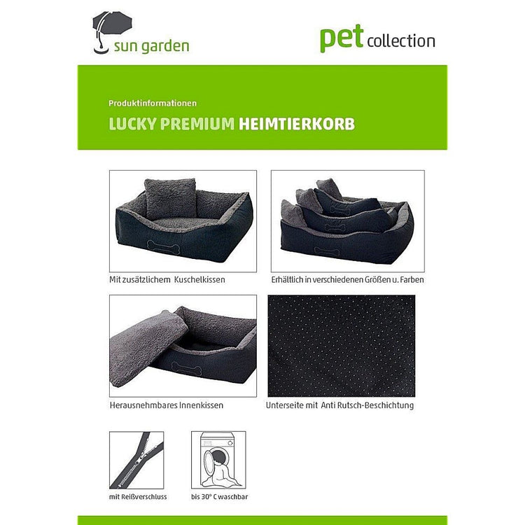 Sun Garden Sun Garten Luxus Hundkorb Lucky + Kissen 59x67x20cm Grau