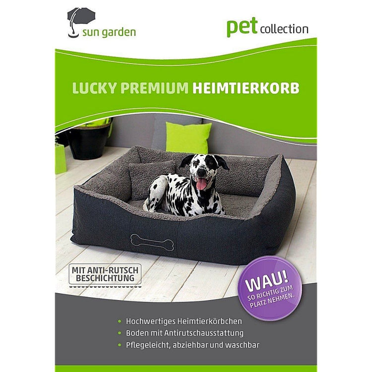 Sun Garden Sun Garten Luxus Hundebett Glück + Kissen 80x70x20cm Grau