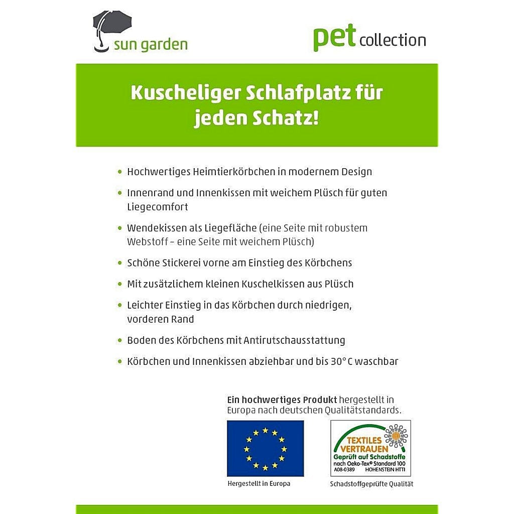 Sun Garden Sun Garten Luxus Hundebett Glück + Kissen 80x70x20cm Grau
