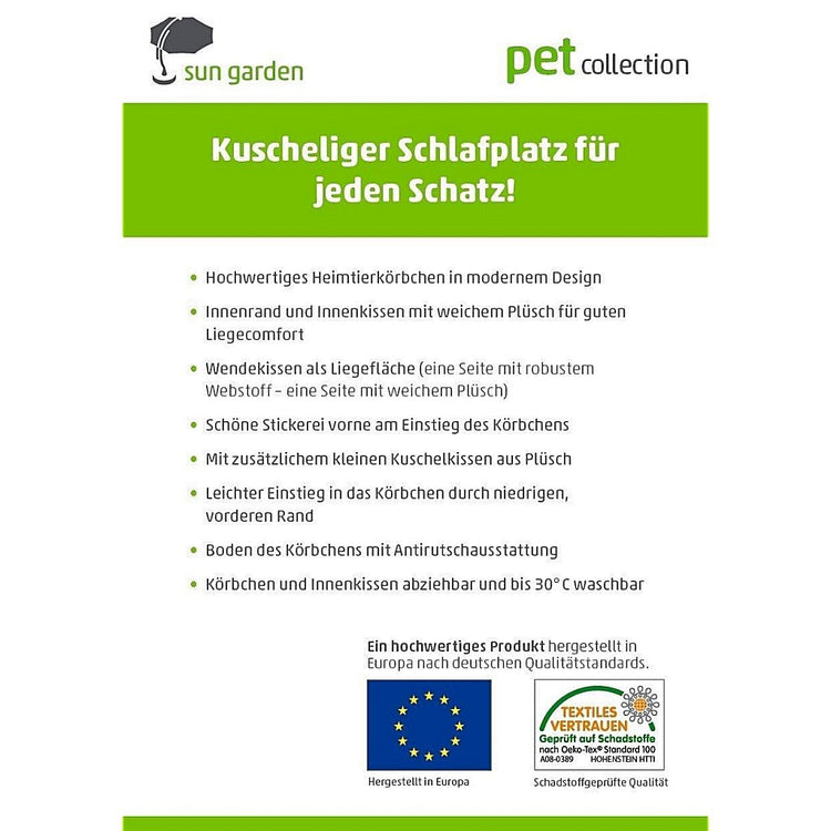 Sun Garden Sun Garten Luxus Hundebett Glück + Kissen 80x70x20cm Grau