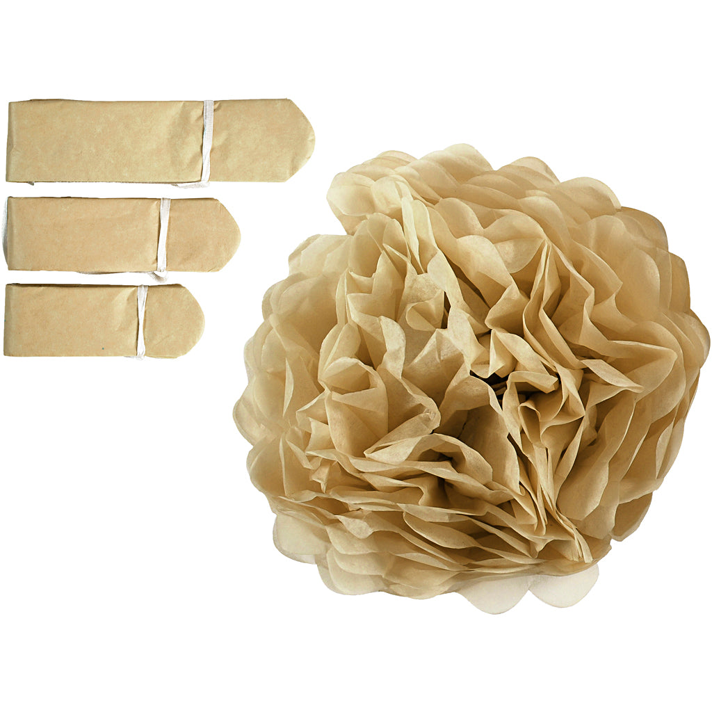 Creativ Company Papierbommel, D 20+24+30 cm, 16 g, Gold, 3 Stück 1 Box