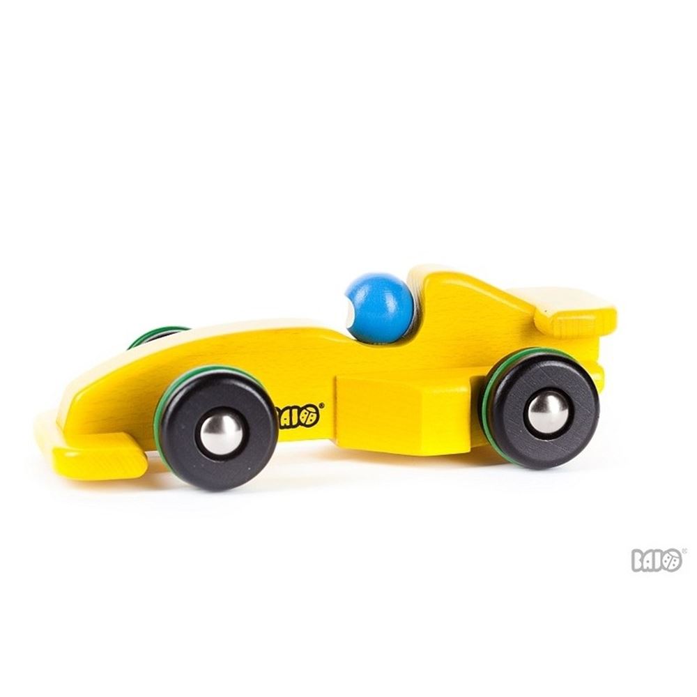 Bajo hölzerner Rennwagen gelb. 1+