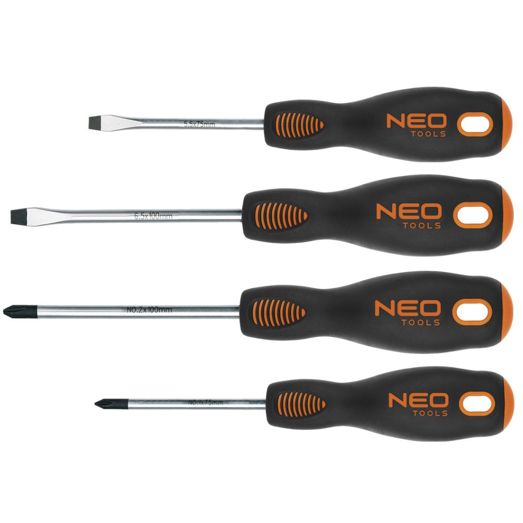 NEO -Werkzeuge Neo -Werkzeuge Schraubendreher -Set 4DLG Magnetic CRMO Stahl