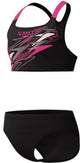 Speedo Medley Logo Racerback 2-teiliger Mädchen-Sportbadeanzug – Schwarz-Rosa