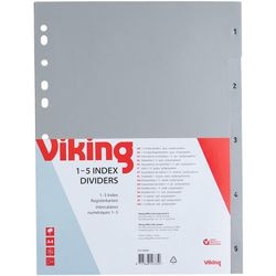 Kunststoffregister 1-5 od pp A4 120 Mikron 5-teilig grau