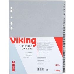 Registerblätter Office Depot PP A4 120 Mikron grau 1-31 11-Loch