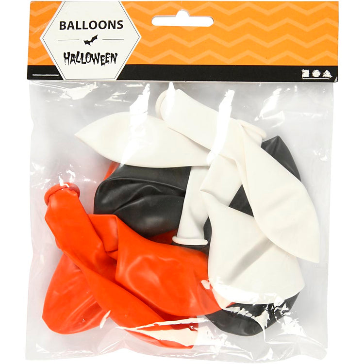 Creativ Company Luftballons, rund, D 23-26 cm, schwarz, orange, weiß, 10 Stück 1 Box