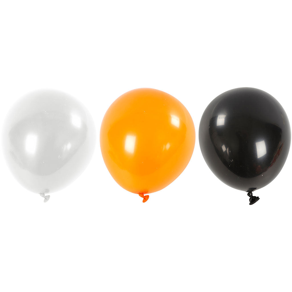 Creativ Company Luftballons, rund, D 23-26 cm, schwarz, orange, weiß, 10 Stück 1 Box