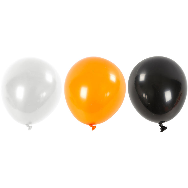 Creativ Company Luftballons, rund, D 23-26 cm, schwarz, orange, weiß, 10 Stück 1 Box