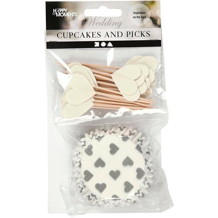 Creativ Company Cupcakes und Cocktailspieße, H: 3 cm, T 5 cm, 40 g, gebrochenes Weiß, 24er-Set 1 Box