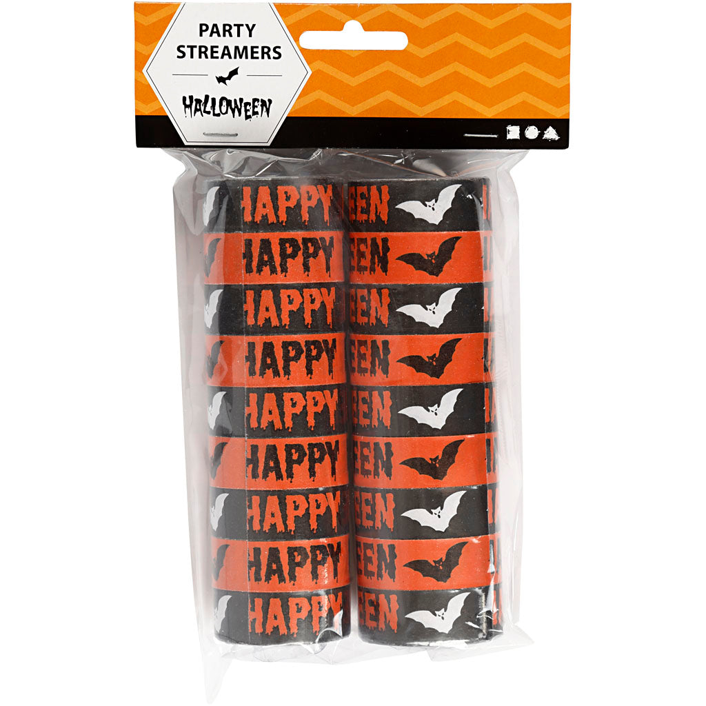 Creativ Company Luftschlangen, schwarz, orange, 2 Rollen 1 Box