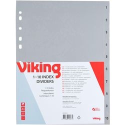 Registerblätter Office Depot PP A4 120 Mikron grau 1-10 11 Löcher