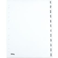 Registerblätter Office Depot PP A4 120 Mikron weiß 11 Löcher Jan.-Dez