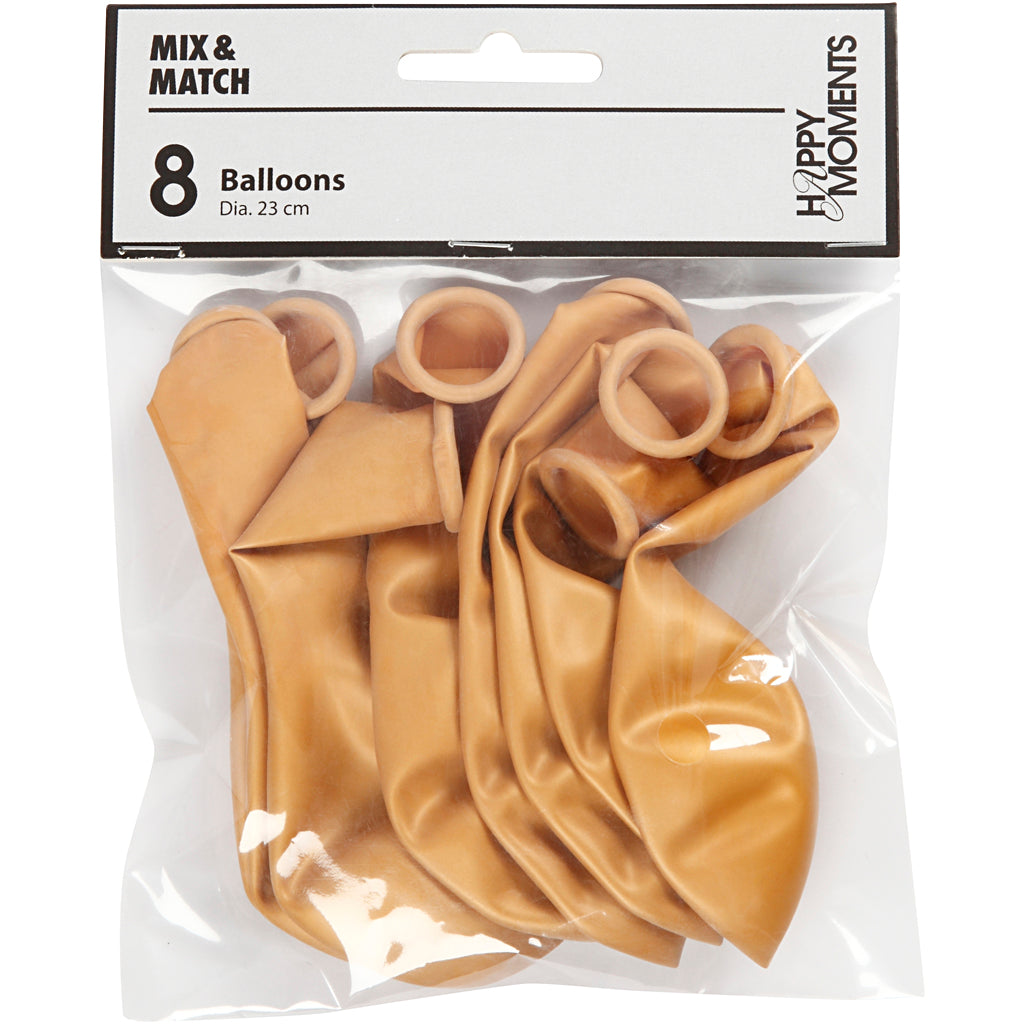 Creativ Company Luftballons, rund, D 23 cm, Gold, 8 Stück 1 Box