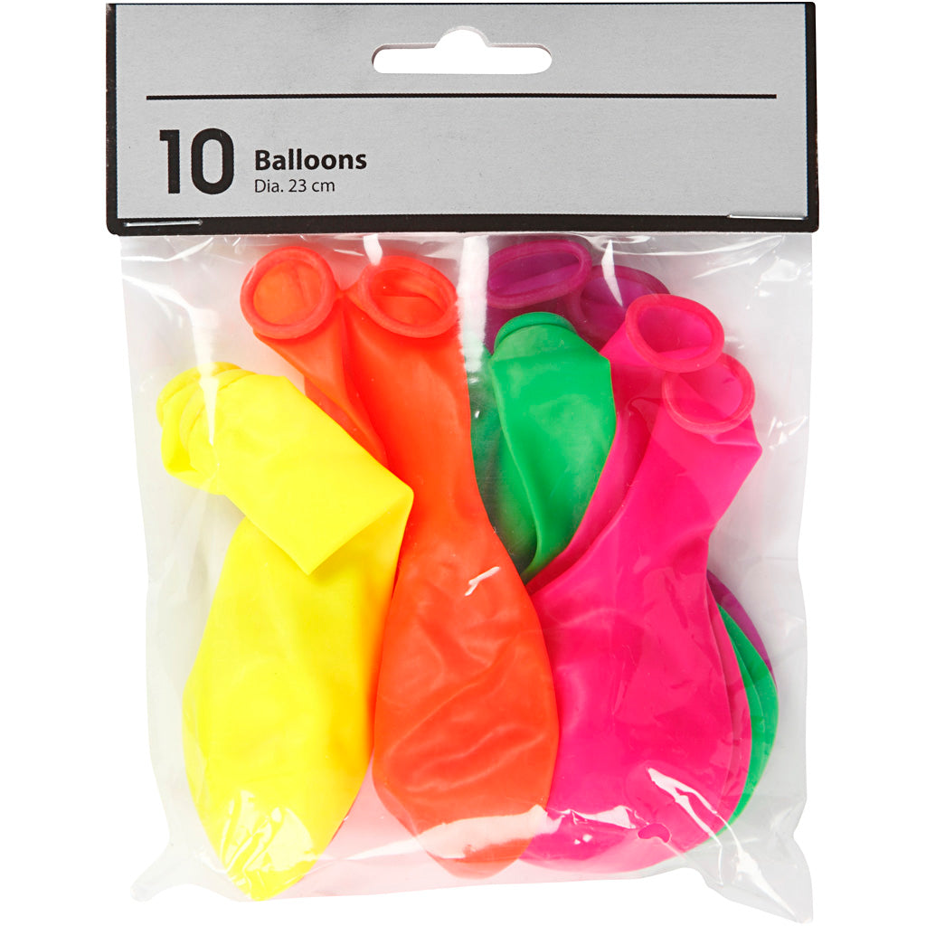 Creativ Company Luftballons, rund, D 23 cm, Neonfarben, 10 Stück 1 Box