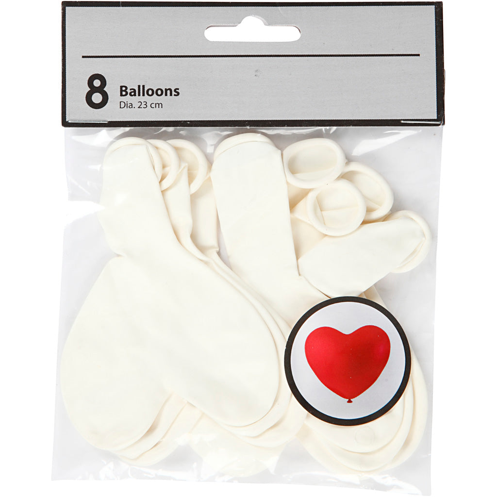 Creativ Company Luftballons, Herz, weiß, 8 Stück 1 Box