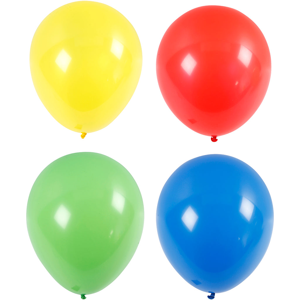 Creativ Company Luftballons, Giga, D 41 cm, blau, grün, rot, gelb, 4 Stück 1 Box