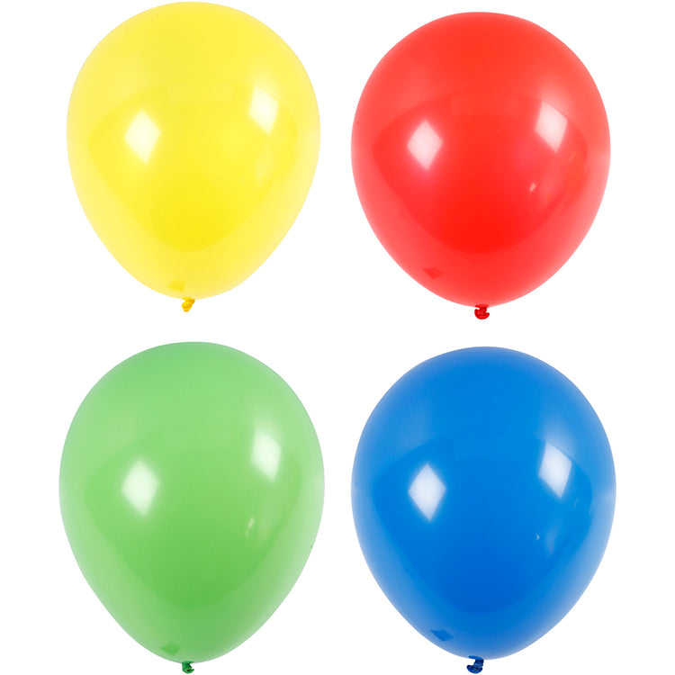 Creativ Company Luftballons, Giga, D 41 cm, blau, grün, rot, gelb, 4 Stück 1 Box