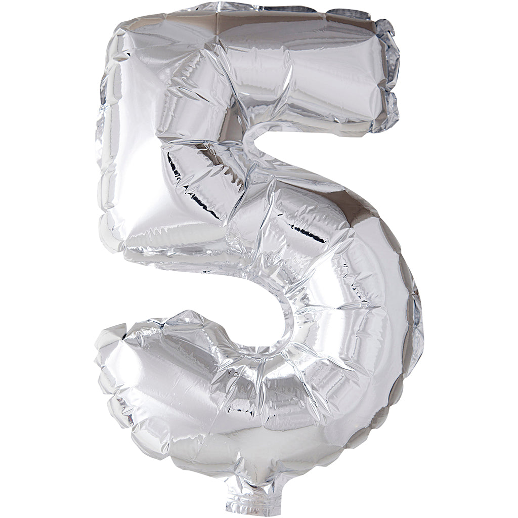 Creativ Company Folienballon, 5, H: 41 cm, Silber, 1 Stück