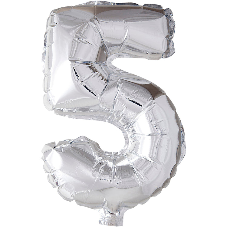 Creativ Company Folienballon, 5, H: 41 cm, Silber, 1 Stück