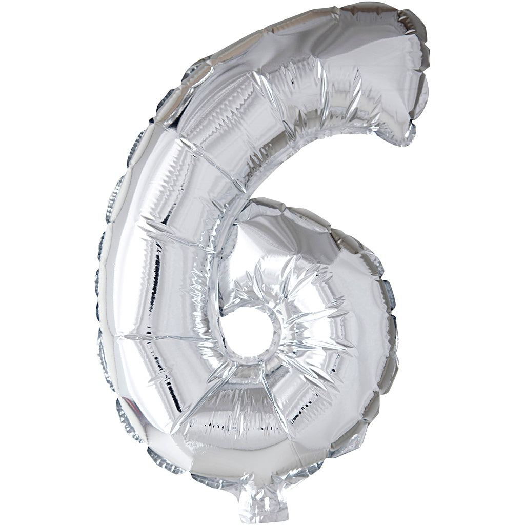 Creativ Company Folienballon, 6, H: 41 cm, Silber, 1 Stück