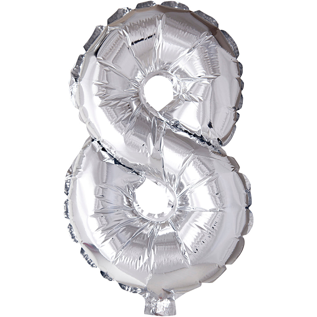 Creativ Company Folienballon, 8, H: 41 cm, Silber, 1 Stück