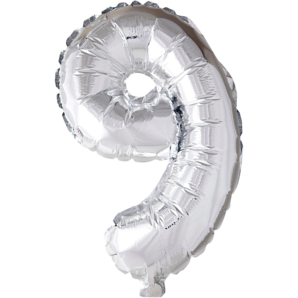 Creativ Company Folienballon, 9, H: 41 cm, Silber, 1 Stück