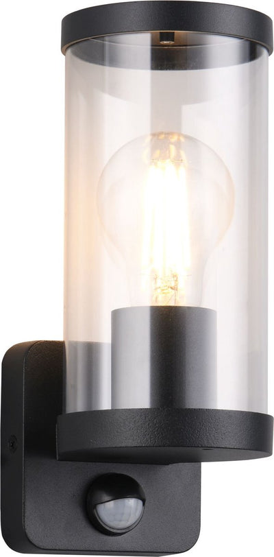 Rl lebe dein Licht Reality Bonito - Wandleuchte - Schwarz matt - exkl. 1x E27 4W - Bewegungssensor - Außenbeleuchtung - IP44