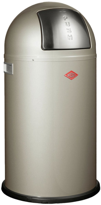 Wesco Pushboy Abfallbehälter | 50 Liter | Metall - Neusilber | Mülleimer - hergestellt in Deutschland