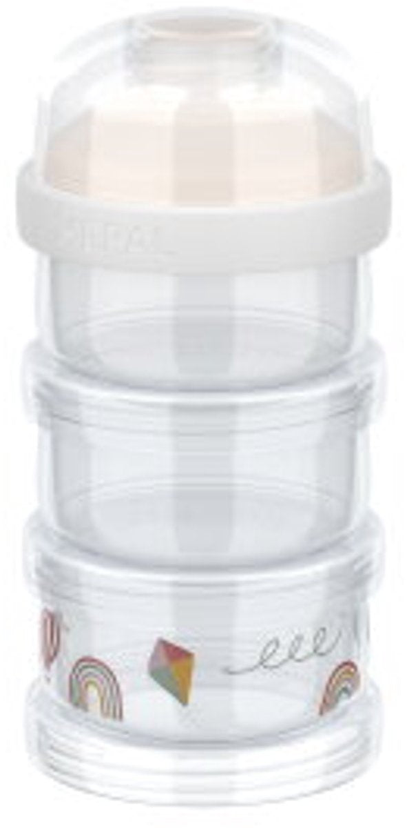 Mepal Mio Milchpulverturm 3-teilig – 360 ml – luftdichter Verschluss mit Schütteldeckel – multifunktionale Aufbewahrung und Dosierung – Sunshine Rainbow