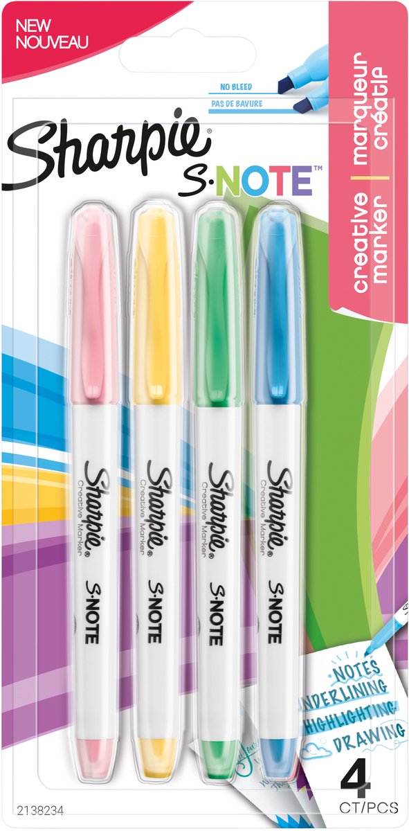Textmarker Sharpie S-Note Meißelspitze Farbsortiment