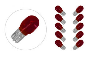 TNT-Lampe 12V 10W T13 Keilrot (10-Stück)