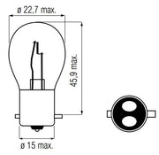 Bosma Lampe 12V-21 5W BAY15D rot - afbeelding 2