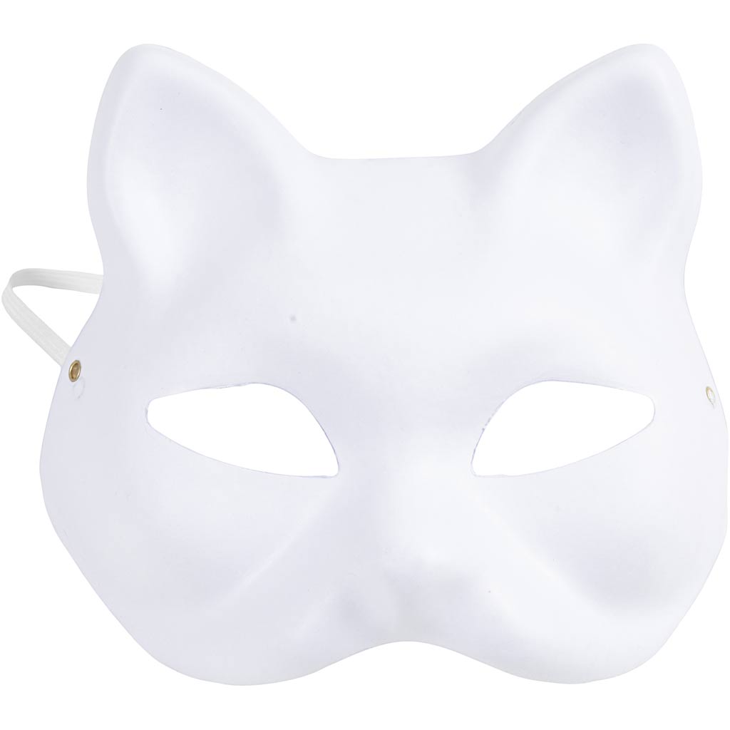 Creativ Company Katzenmaske, H: 17,5 cm, B: 18,5, weiß, 1 Stück