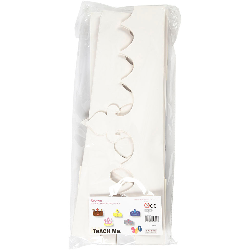 Creativ Firmenkronen, H: 10-16,5 cm, L: 60 cm, 230 g, weiß, 50 Stück 1 Box