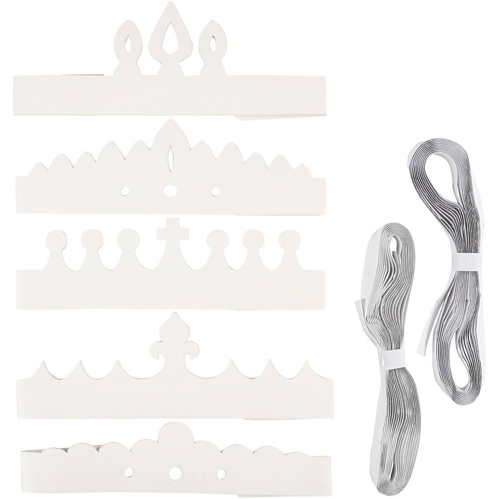 Creativ Firmenkronen, H: 10-16,5 cm, L: 60 cm, 230 g, weiß, 50 Stück 1 Box