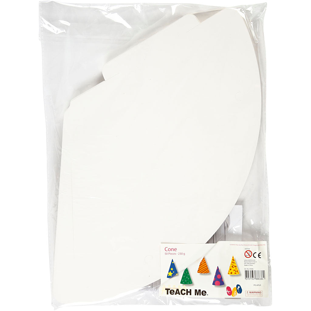 Creativ Company Kegel, H: 23 cm, T 16,5 cm, 230 g, weiß, 50 Stück 1 Box