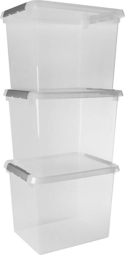 Sunware Comfort Line Aufbewahrungsbox 52l - 3er-Set - 50x40x38 cm - transparent