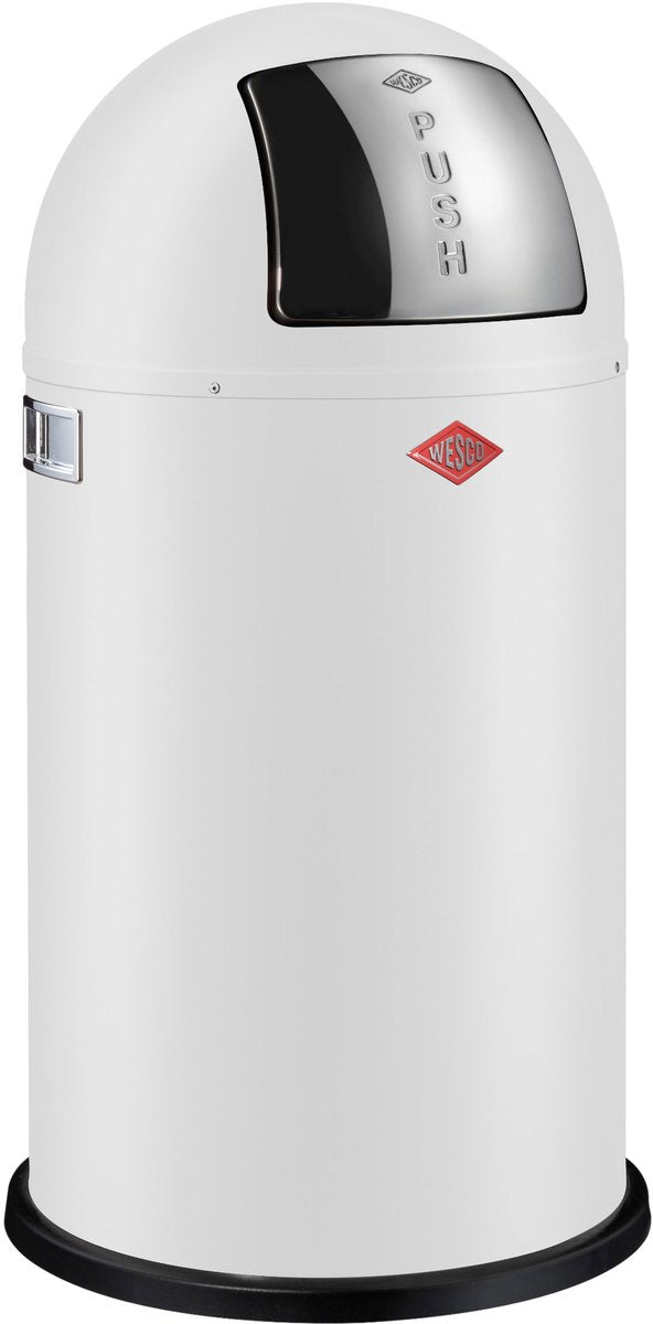 Wesco Pushboy Abfallbehälter | 50 Liter | Metall - mattweiß | Mülleimer - hergestellt in Deutschland