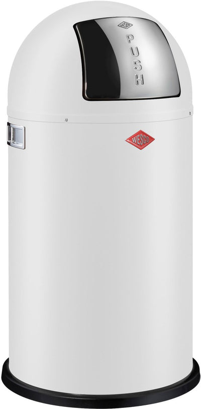 Wesco Pushboy Abfallbehälter | 50 Liter | Metall - mattweiß | Mülleimer - hergestellt in Deutschland