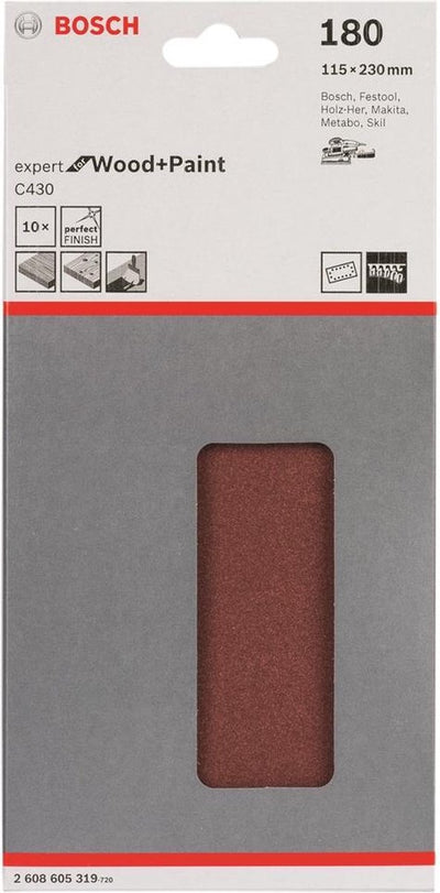 Bosch - 10-teiliges Schleifblatt-Set 115 x 230 mm, 180