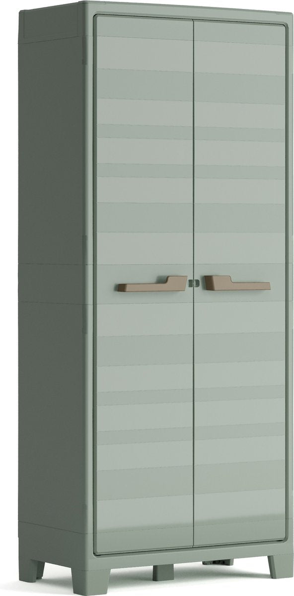 Keter Planet Outdoor-Aufbewahrungsschrank hoch – 3 Regale – 80 x 44 x 182 cm – grau schwarz