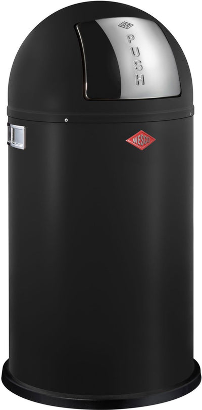 Wesco Pushboy Abfallbehälter | 50 Liter | Metall - mattschwarz | Mülleimer - hergestellt in Deutschland