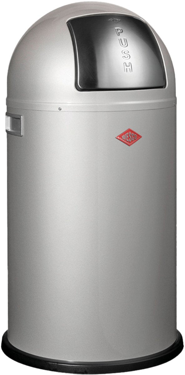 Wesco Pushboy Abfallbehälter | 50 Liter | Metall - Silber | Mülleimer - hergestellt in Deutschland