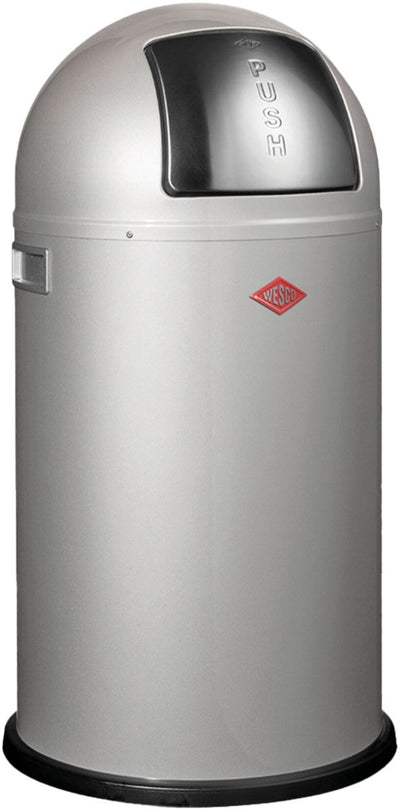 Wesco Pushboy Abfallbehälter | 50 Liter | Metall - Silber | Mülleimer - hergestellt in Deutschland