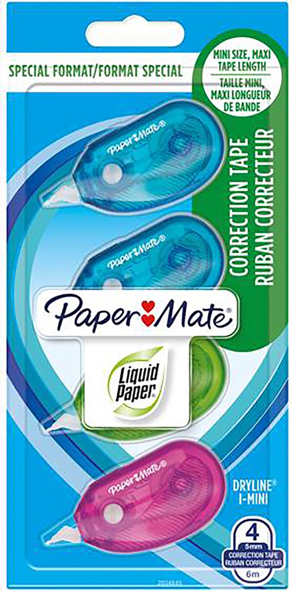 Paper Mate Dryline i-mini Korrekturband | verschiedene Farben | 4 Stück