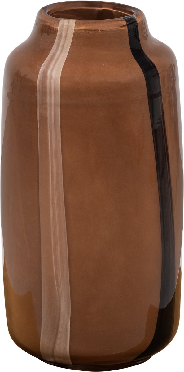 Woood Selena Vase mit Streifendekor – Glas – braun – 35 x 18 x 18 cm