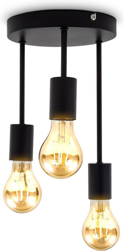 B.K.licht - Deckenstrahler - schwarze Aufbaustrahler - Industrie - Metall - Deckenstrahler - E27-Fassung - exkl. Lichtquellen