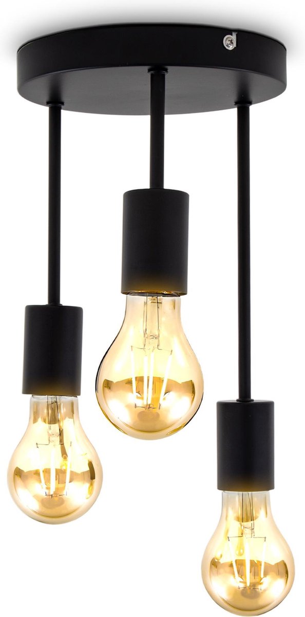 B.K.licht - Deckenstrahler - schwarze Aufbaustrahler - Industrie - Metall - Deckenstrahler - E27-Fassung - exkl. Lichtquellen